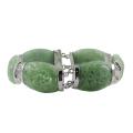 Gems For You Sterling Silver Carved Dragon Jade Bead 7-inch Bracelet