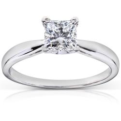 14k White Gold 3/4 ct TDW Certified Diamond Solitaire Engagement Ring (H-I, I1-I2)