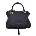 Chloe 'Marcie' Large Denim Satchel Bag with Leather Trim