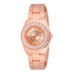 Vernier Women's Sparkle Bezel Rose-tone Metallic Bracelet Watch