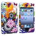 White/ Flower Snap-on Rubber Case for Apple iPod Touch 4th Generation
