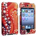 Orange/ White Snow Snap-on Rubber Case for Apple iPod Touch 4th Gen