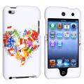White/ Heart Gift Snap-on Rubber Case for Apple iPod Touch 4th Gen