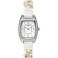 Timex Women's T2N764 Weekender Shaped Case White/Tan Woven Leather Strap Watch