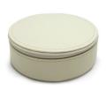 Morelle and Co. 'Jennifer' Cream Leather Round Zippered Jewelry Box
