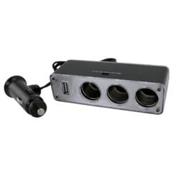 BasAcc 3-way Car Cigarette Lighter Socket Splitter with USB Port