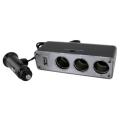 BasAcc 3-way Car Cigarette Lighter Socket Splitter with USB Port