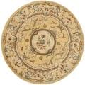 Handmade French Aubusson Light Gold/ Beige Wool Rug (4' Round)