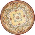 Handmade French Aubusson Loubron Gold Premium Wool Rug (8' Round)