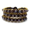 Black Pearl Bead Link Brass Jingle Bracelet (Thailand)