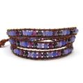 Purple Agate Stone Wrap Leather Bracelet (Thailand)