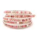 Pink Stones Leather Wrap Bracelet (Thailand)