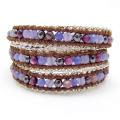 Purple Gemstones Chain Link Triple Wrap Bracelet (Thailand)
