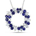 10k Gold Blue Topaz, Sapphire and 1/5ct TDW Diamond Necklace (H-I, I2-I3)