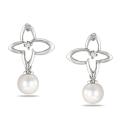 Sterling Silver FW Pearl and Diamond Accent Earrings (6.5-7 mm)
