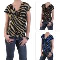 Journee Collection Women's Striped Short-sleeve Flowing Top