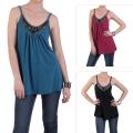 Journee Collection Women's Embellished Neck Flowing Tank