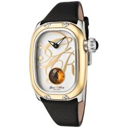 Glam Rock Women's 'Monogram' Black Genuine Saffiano Leather Watch