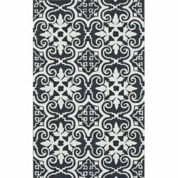 Handmade Luna Spanish Tile Grey Wool Rug (7'6 x 9'6)