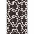 Handmade Luna Modern Trellis Brown Wool Rug (7'6 x 9'6)
