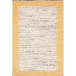 Handmade Luna Mona Kilim Flatweave Gold Cotton Rug (6' x 9')