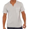 191 Unlimited Men's Beige Moroccan Collar T-shirt
