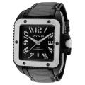 Invicta Men's 'Cuadro' Black Leather/ Grey Nylon Watch