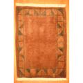 Indo Hand-knotted Tibetan Brown/ Beige Wool Rug (4'1 x 5'8)