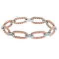 Rose Gold over Sterling Silver Cubic Zirconia Textured Link Bracelet