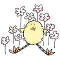 Penny Black 'Flower Chicky' Wood-mounted Rubber Stamp