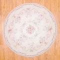 Sino Hand-knotted Aubussan Beige/ Ivory Wool Rug (8' Round)
