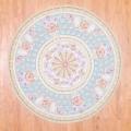 Sino Hand-knotted Aubussan Ivory/ Light Blue Wool Rug 7' Round)