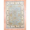Indo Hand-knotted Oushak Light Blue/ Ivory Wool Rug (6' x 8'9)