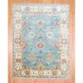 Indo Hand-knotted Oushak Light Blue/ Ivory Wool Rug (9'1 x 11'10)