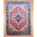 Indo Hand-knotted Serapi Rust/ Navy Wool Rug (10' x 13'7)