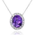 18k White Gold Amethyst and 2/5ct TDW Diamond Necklace (H-I, VS1-VS2)