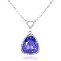 18k White Gold Tanzanite and 1/10ct TDW Diamond Necklace (H-I, VS1-VS2)