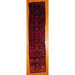 Persian Hand-knotted Hamadan Navy/ Red Wool Rug (3'10 x 16'6)