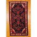 Persian Hand-knotted Hamadan Black/ Ivory Wool Rug (5'2 x 9'8)