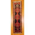 Persian Hand-knotted Hamadan Black/ Ivory Wool Rug (3'6 x 12'10)