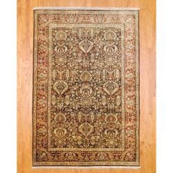 Indo Hand-knotted Mahal Brown/ Rust Wool Rug (6' x 9')