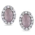 14k White Gold Sapphire and 1/5ct TDW Diamond Stud Earrings (G-H, SI1-SI2)