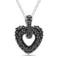 Sterling Silver 1ct TGW Black Spinel Heart 18-inch Necklace