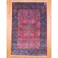 Indo Hand-knotted Sarouk Rose/ Navy Wool Rug (6' x 9'1)
