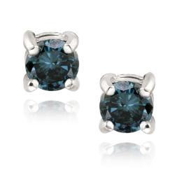 DB Designs Sterling Silver 1/2ct TDW Blue Diamond Stud Earrings