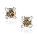 Sterling Silver 1/4ct TDW Champagne Diamond Stud Earrings