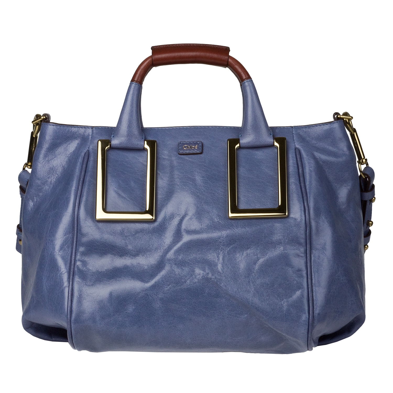 Chloe \u0026#39;Ethel\u0026#39; Blue Leather Satchel - 14202821 - Overstock.com ...  