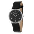 Skagen Men's 'Leather' Stainless Steel Black Leather Watch