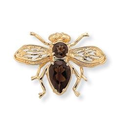 Angelina D'Andrea 14k Goldplated Smoky Quartz Bee Pin