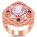 Meredith Leigh Copperplated Sterling Silver Amethyst and White Topaz Ring